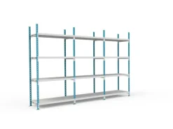 PROREGAL Fachbodenregal Maximus Pro HxBxT 240 x 150 x 80 cm 4 Ebenen PVC-Fachboden Fachlast 236 kg Lichtblau-Lichtgrau