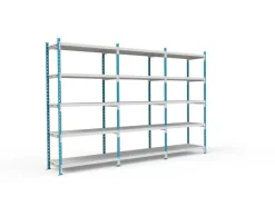 PROREGAL Fachbodenregal Maximus Pro HxBxT 220 x 150 x 50 cm 5 Ebenen PVC-Fachboden Fachlast 236 kg Lichtblau-Lichtgrau