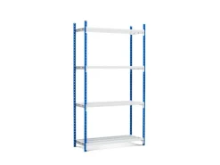 PROREGAL Fachbodenregal Maximus Pro HxBxT 220 x 100 x 80 cm 4 Ebenen Offener Fachboden Fachlast 303 kg Lichtblau-Lichtgrau