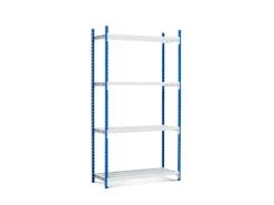 PROREGAL Fachbodenregal Maximus HxBxT 260 x 100 x 34 cm 4 Ebenen Offener Fachboden Fachlast 136 kg Lichtblau-Lichtgrau