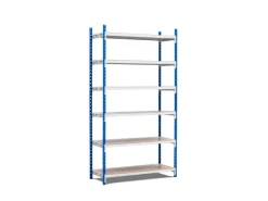 PROREGAL Fachbodenregal Maximus HxBxT 220 x 100 x 68 cm 6 Ebenen Spanplatten-Fachboden Fachlast 182 kg Lichtblau-Lichtgrau