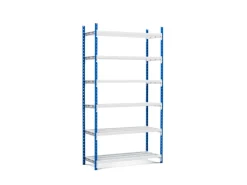 PROREGAL Fachbodenregal Maximus Pro HxBxT 220 x 125 x 80 cm 6 Ebenen Offener Fachboden Fachlast 278 kg Lichtblau-Lichtgrau