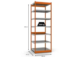 Discount PROREGAL Fachbodenregal Stecksystem Vierkant-Profil Grundregal HxBxT 300 x 102,5 x 80 cm 7 Ebenen Einseitige Bauart Fachlast 200 kg Orange