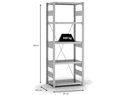 Discount PROREGAL Fachbodenregal Stecksystem T-Profil Heavy-Duty Grundregal HxBxT 200 x 75 x 40 cm 5 Ebenen Fachlast 300 kg Einseitig Nutzbar Verzinkt