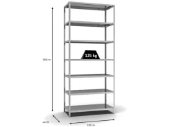 New PROREGAL Fachbodenregal Schraubsystem Light-Duty Grundregal HxBxT 300 x 130 x 60 cm 7 Ebenen Fachlast 125 kg Beidseitig Nutzbar Verzinkt