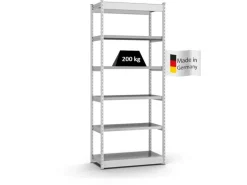 PROREGAL Fachbodenregal Stecksystem Vierkant-Profil Grundregal HxBxT 250 x 132,5 x 60 cm 6 Ebenen Einseitige Bauart Fachlast 200 kg