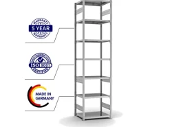 PROREGAL Fachbodenregal Stecksystem T-Profil Light-Duty Grundregal HxBxT 300 x 75 x 50 cm 7 Ebenen Fachlast 140 kg Beidseitig Nutzbar