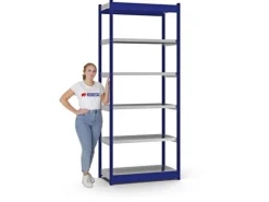 Best PROREGAL Fachbodenregal Stecksystem Vierkant-Profil Grundregal HxBxT 250 x 102,5 x 40 cm 6 Ebenen Einseitige Bauart Fachlast 200 kg Enzian Blau