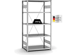 Online PROREGAL Fachbodenregal Stecksystem T-Profil Medium-Duty Grundregal HxBxT 200 x 100 x 60 cm 5 Ebenen Fachlast 240 kg Einseitig Nutzbar Verzinkt
