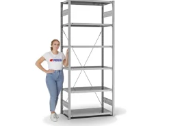 PROREGAL Fachbodenregal Stecksystem T-Profil Light-Duty Grundregal HxBxT 250 x 100 x 50 cm 6 Ebenen Fachlast 140 kg Einseitig Nutzbar Verzinkt