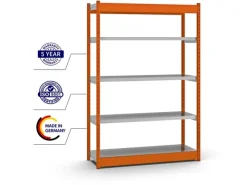 PROREGAL Fachbodenregal Stecksystem Vierkant-Profil Grundregal HxBxT 200 x 132,5 x 40 cm 5 Ebenen Einseitige Bauart Fachlast 200 kg