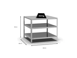 New PROREGAL Fachbodenregal Schraubsystem Heavy-Duty Grundregal HxBxT 80 x 100 x 80 cm 3 Ebenen Fachlast 350 kg Beidseitig Nutzbar Verzinkt