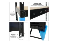 Outlet PROREGAL Garagenregal HERCULES Platzsparend Unterfahrbar HxBxT 180x240x50cm 2 Lagerebenen Fachlast 300kg Schwarz Lagerregal Schwerlastregal