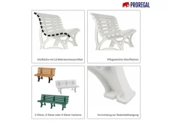 PROREGAL Gartenbank Jamaika 4 Sitzer HxBxT 80 x 200 x 64 cm Witterungskunststoff & UV Beständiger Kunststoff Parkbank Sitzbank