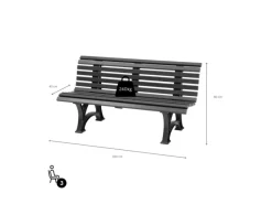 PROREGAL Gartenbank Jamaika 3 Sitzer HxBxT 80 x 150 x 64cm Witterungskunststoff & UV Beständiger Kunststoff Parkbank Sitzbank