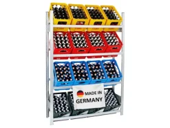 Sale PROREGAL Getränkekistenregal Getränkeregal Chiemsee Made in Germany HxBxT 185 x 136 x 34 cm 16 Kisten auf 4 Ebenen Verzinkt