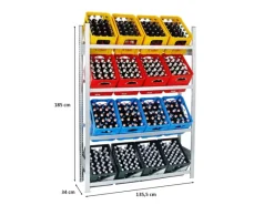 Sale PROREGAL Getränkekistenregal Getränkeregal Chiemsee Made in Germany HxBxT 185 x 136 x 34 cm 16 Kisten auf 4 Ebenen Verzinkt