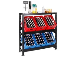 Sale PROREGAL Getränkekistenregal Getränkeregal Tegernsee XL HxBxT 110 x 110 x 30 cm 6 Kästen + Board Schwarz