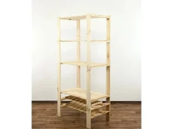 PROREGAL Holzregal Woodland HxBxT 166 x 80 x 50 cm Fachlast 120 kg 4 Fachboden & 2 Flaschenebenen Kiefernholz Natur