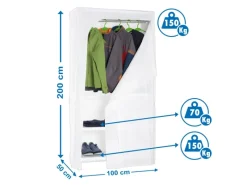 Hot PROREGAL Kleiderregal Peacock mit Regalbezug HxBxT 200 x 100 x 50 cm Weiß Kleiderständer Garderobe Klamottenregal Stangenregal