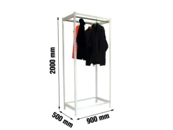 PROREGAL Kleiderstangenregal Metal Einzel HxBxT 200 x 90 x 50 cm Weiß Kleiderständer Garderobe Klamottenregal Stangenregal Regal