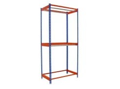 Sale PROREGAL Kleiderstangenregal Metal Doppel HxBxT 200 x 90 x 75 cm Blau/Orange Kleiderständer Garderobe Klamottenregal Stangenregal Regal