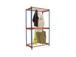 Sale PROREGAL Kleiderstangenregal Metal Doppel HxBxT 250 x 90 x 75 cm Blau/Orange Kleiderständer Garderobe Klamottenregal Stangenregal Regal