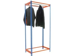 Clearance PROREGAL Kleiderstangenregal Metal Einzel HxBxT 250 x 120 x 50 cm Blau/Orange Kleiderständer Garderobe Klamottenregal Stangenregal Regal