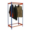 PROREGAL Kleiderstangenregal Metal Einzel HxBxT 150 x 120 x 50 cm Blau/Orange Kleiderständer Garderobe Klamottenregal Stangenregal Regal