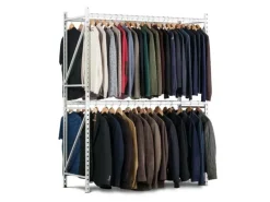 Discount PROREGAL Kleiderständer HxBxT 200 x 100 x 60 cm Fachlast 140 kg & 2 Ebenen Lichtgrau