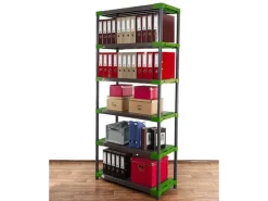 PROREGAL Kunststoffregal Grey Bear Extra-Tall HxBxT 220 x 90 x 46 cm Fachlast 120 kg Grau/Grün