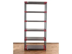 PROREGAL Kunststoffregal Grey Bear Extra-Tall HxBxT 220 x 120 x 46 cm Fachlast 120 kg Grau/Rot