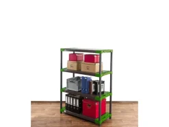 Clearance PROREGAL Kunststoffregal Big Grey Bear Low HxBxT 138 x 120 x 46 cm Fachlast 160 kg Grau/Grün Grau-Grün