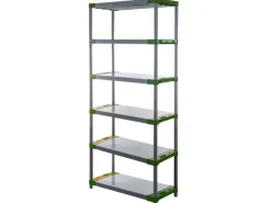 PROREGAL Kunststoffregal Grey Bear Extra-Tall HxBxT 220 x 110 x 46 cm Fachlast 120 kg Grau/Grün