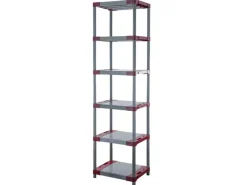 Online PROREGAL Kunststoffregal Grey Bear Extra-Tall HxBxT 220 x 70 x 46 cm Fachlast 120 kg Grau/Rot Grau-Rot