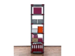 Online PROREGAL Kunststoffregal Grey Bear Extra-Tall HxBxT 220 x 70 x 46 cm Fachlast 120 kg Grau/Rot Grau-Rot