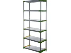 PROREGAL Kunststoffregal Grey Bear Extra-Tall HxBxT 220 x 120 x 46 cm Fachlast 120 kg Grau/Grün