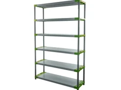 Sale PROREGAL Kunststoffregal Grey Bear Extra-Tall HxBxT 220 x 130 x 46 cm Fachlast 70 kg Grau/Grün Grau-Grün