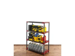 PROREGAL Kunststoffregal Big Grey Bear Low HxBxT 138 x 100 x 46 cm Fachlast 160 kg Grau/Rot Grau-Rot