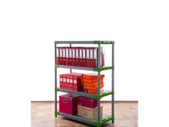 Clearance PROREGAL Kunststoffregal Big Grey Bear Low HxBxT 138 x 90 x 46 cm Fachlast 160 kg Grau/Grün Grau-Grün