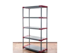 Outlet PROREGAL Kunststoffregal Big Grey Bear Tall HxBxT 180 x 80 x 46 cm Fachlast 160 kg Grau/Rot Grau-Rot