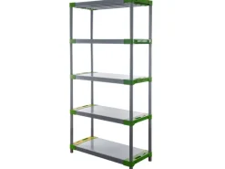 Discount PROREGAL Kunststoffregal Grey Bear Tall HxBxT 180 x 80 x 46 cm Fachlast 120 kg Grau/Grün Grau-Grün