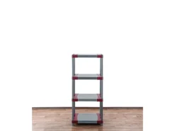 PROREGAL Kunststoffregal Grey Bear Low HxBxT 138 x 70 x 46 cm Fachlast 120 kg Grau/Rot