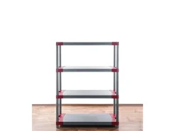 PROREGAL Kunststoffregal Grey Bear Low HxBxT 138 x 80 x 46 cm Fachlast 120 kg Grau/Rot