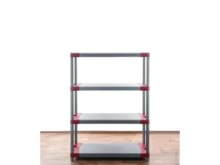 Best PROREGAL Kunststoffregal Grey Bear Low HxBxT 138 x 90 x 46 cm Fachlast 120 kg Grau/Rot Grau-Rot