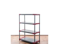 Best PROREGAL Kunststoffregal Grey Bear Low HxBxT 138 x 90 x 46 cm Fachlast 120 kg Grau/Rot Grau-Rot