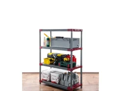 Best PROREGAL Kunststoffregal Grey Bear Low HxBxT 138 x 90 x 46 cm Fachlast 120 kg Grau/Rot Grau-Rot