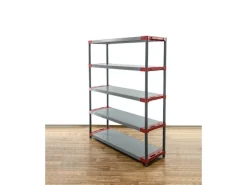 PROREGAL Kunststoffregal Grey Bear Tall HxBxT 180 x 150 x 46 cm Fachlast 70 kg Grau/Rot