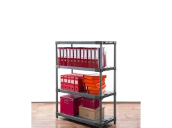 PROREGAL Kunststoffregal Grey Bear Low HxBxT 138 x 80 x 46 cm Fachlast 120 kg Grau