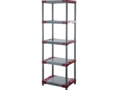 PROREGAL Kunststoffregal Big Grey Bear Tall HxBxT 180 x 70 x 46 cm Fachlast 160 kg Grau/Rot